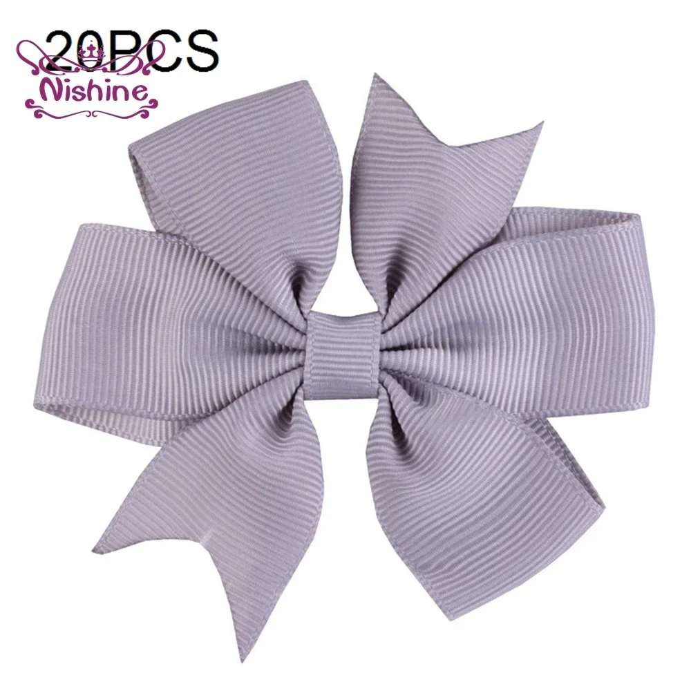 20 teile/los Gros grain Band Schleifen mit Clips Baby Mädchen Bowknot Haarnadeln Kinder Foto Requisiten Geschenke Kopf bedeckung Zubehör