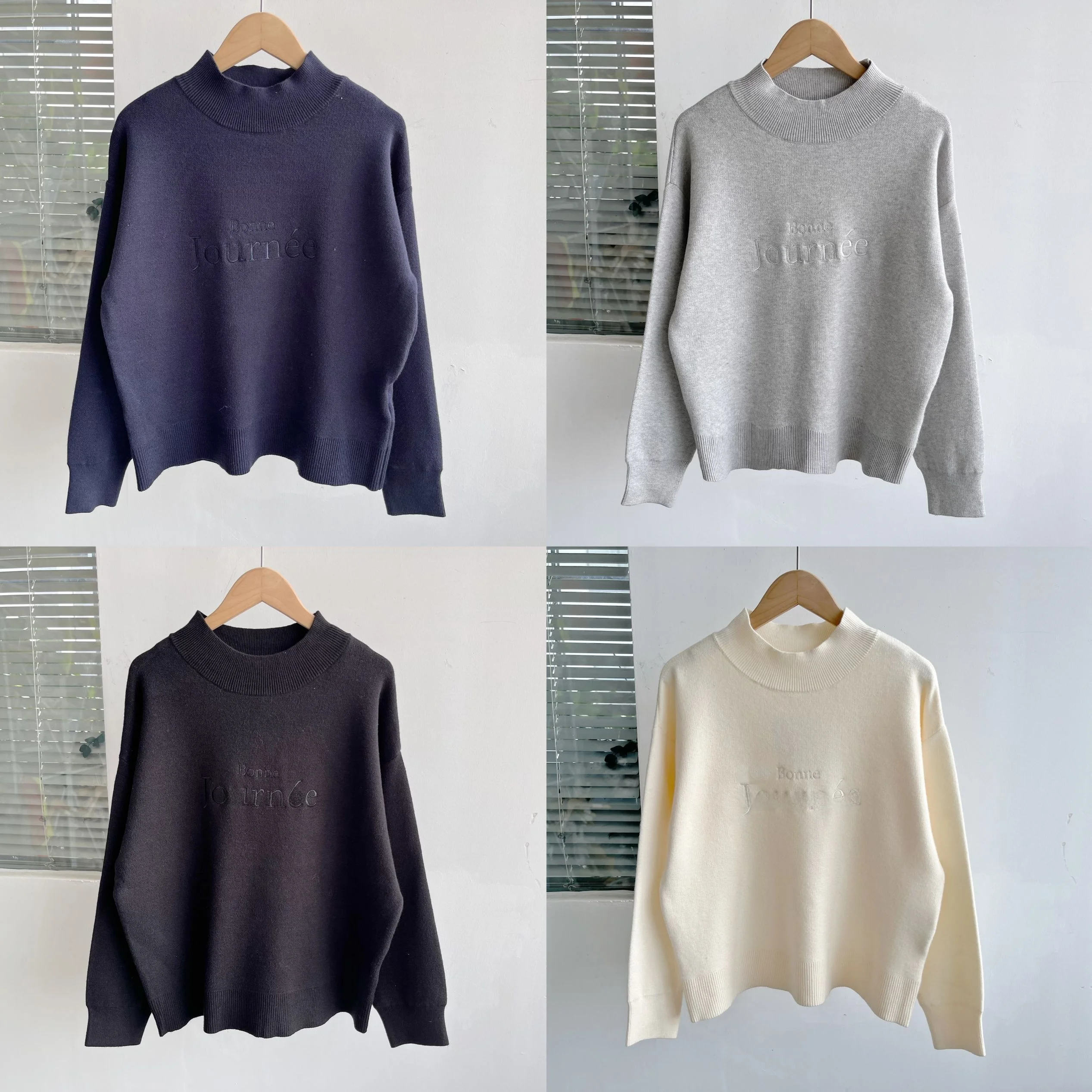 

Осенне-зимний свободный вязаный свитер с воротником-стойкой, в американском стиле, Y252, женский, премиум-класса, модный топ