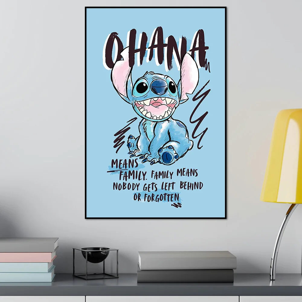 

Disney Stitch Poster Ohana Means Family Canvas Painting Print Classic Kids Bedroom Wall Art Picture for Room Home Decor Cuadros