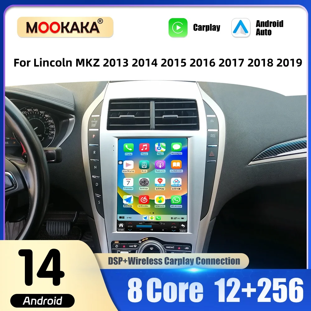 Radio Multimedia para Auto, para Lincoln MKZ 2013 2014 2015 2016 2017 2018 2019, Reproductor con Carplay Inalámbrico, Android Auto, Autoradio Estéreo