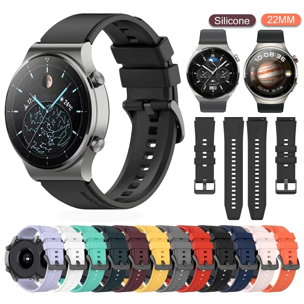 22mm Silicone Watch Strap For HUAWEI WATCH GT4 46mm Watch 4/3 Pro Smartwatch band for Huawei Watch GT Runner Belt Accessories