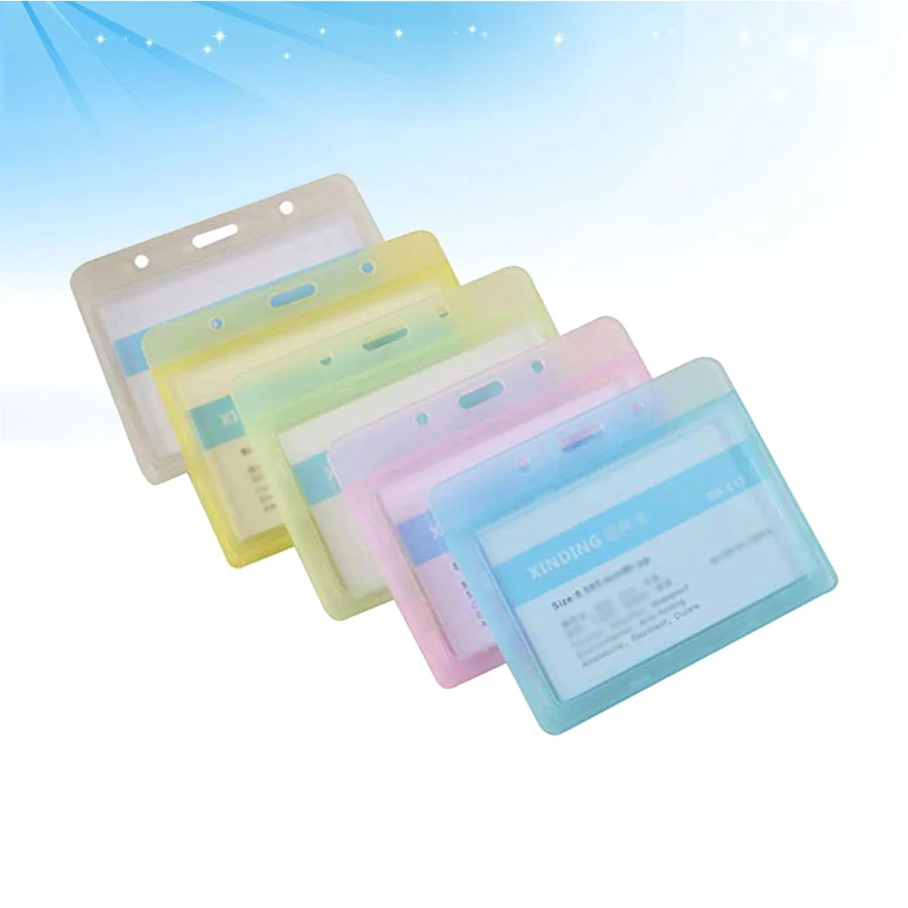 10 قطعة حامل الهوية مقاوم للماء شارة ملونة لمكتب المدرسة اسم العلامة حماية غطاء الهوية المحمولة الحبل متوافق #5