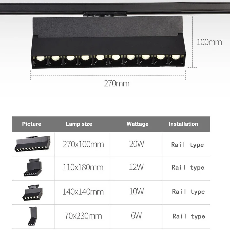 Регулируемая яркость, регулируемая дорога, 6 Вт, 10 Вт, 12 Вт, 20 Вт, настенное освещение для точечного светильника, для магазина, отеля, фоторельса