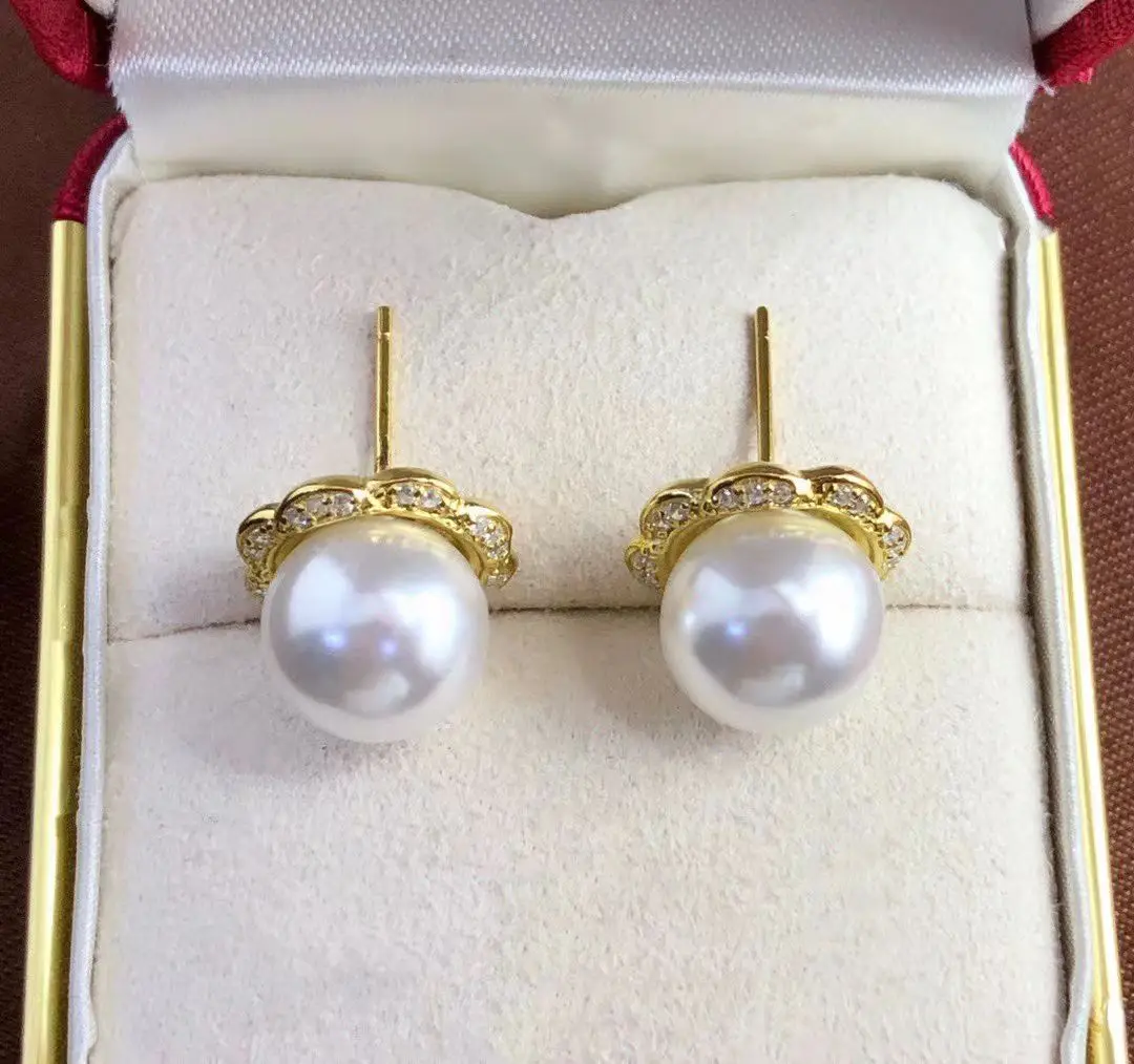 Wholesale S925 Sterling Silver Earrings Mount Findings Settings Base Mounting Parts Accessory for 9-10mm Pearls 5 pairs/lot