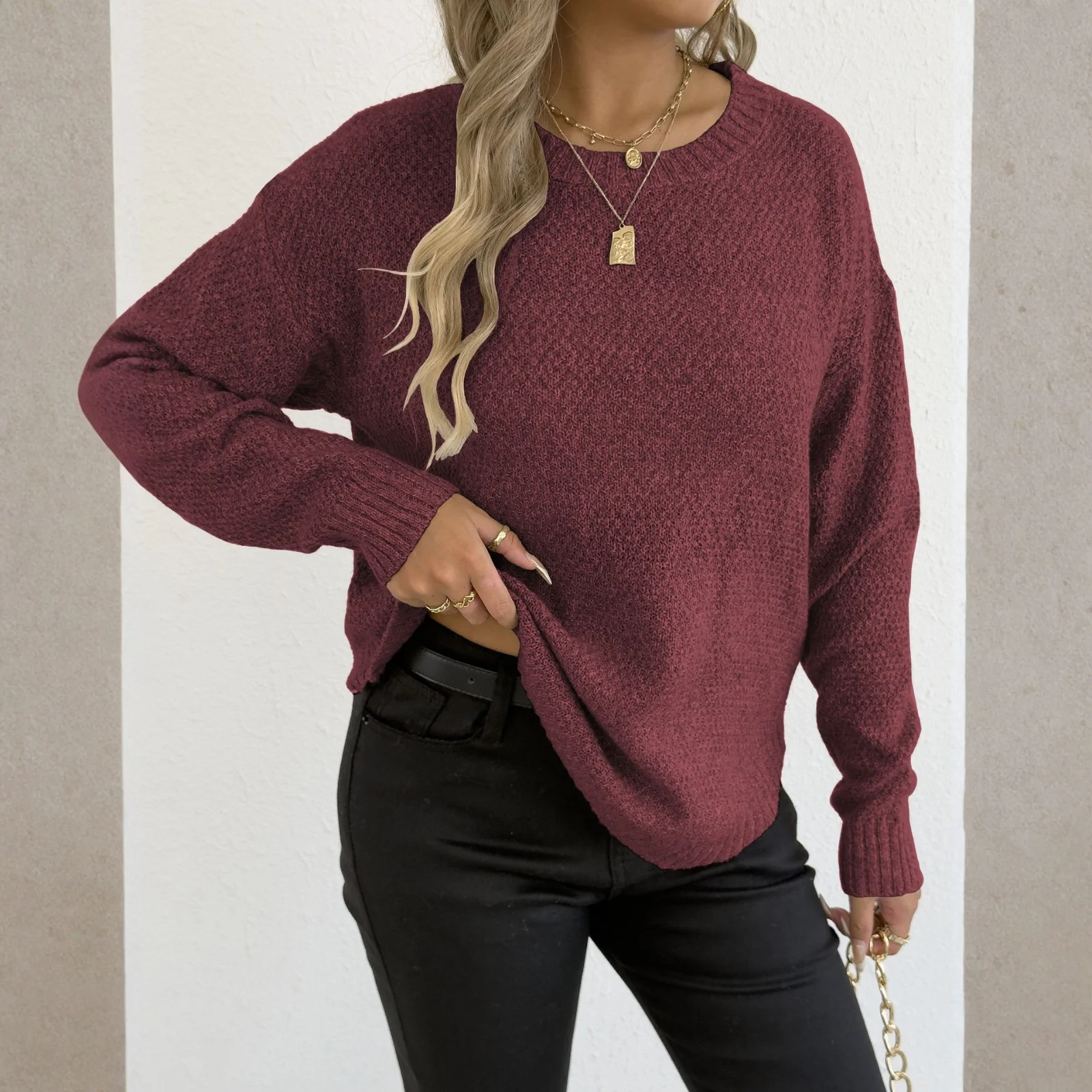 Dames T-shirt Vintage Bloemenprint Ronde Hals Losse Lange Mouw Halflange Duim Lek Top Ropa De Mujer Winterkleding Vrouw