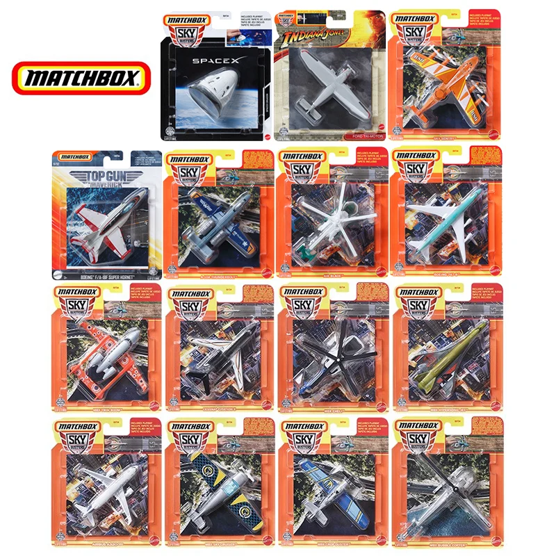 2024 Matchbox Sky Busters Spacex Dragon Airbus A320 Ford Tri-Motor Boeing TOP GUN 1/64 Collezione Modello di aereo Giocattolo HHT34