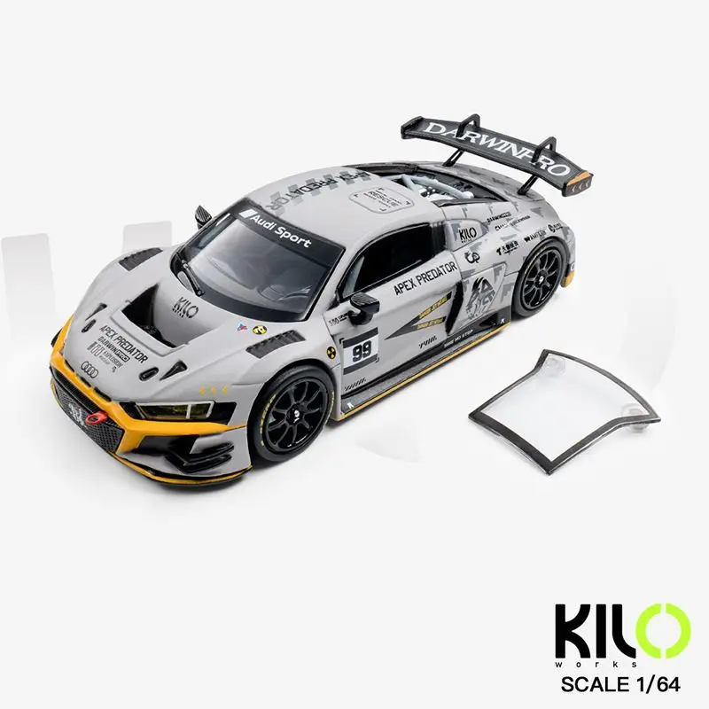 【Pre-sale】Kilo Works 1/64 Audi R8 LMS GT3 Apex Predator Livery Diecast Race Car Model, Removable Roof Alloy Collectible Vehicle