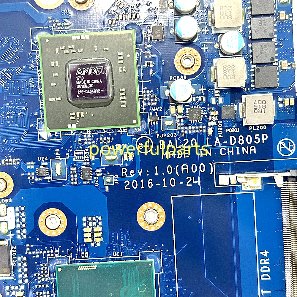 For Dell Laptop Inspiron 15 5567 Laptop Motherboard BAL20 LA-D805P 06682Y I3-6006U CPU With Graphic On-Board Working OK