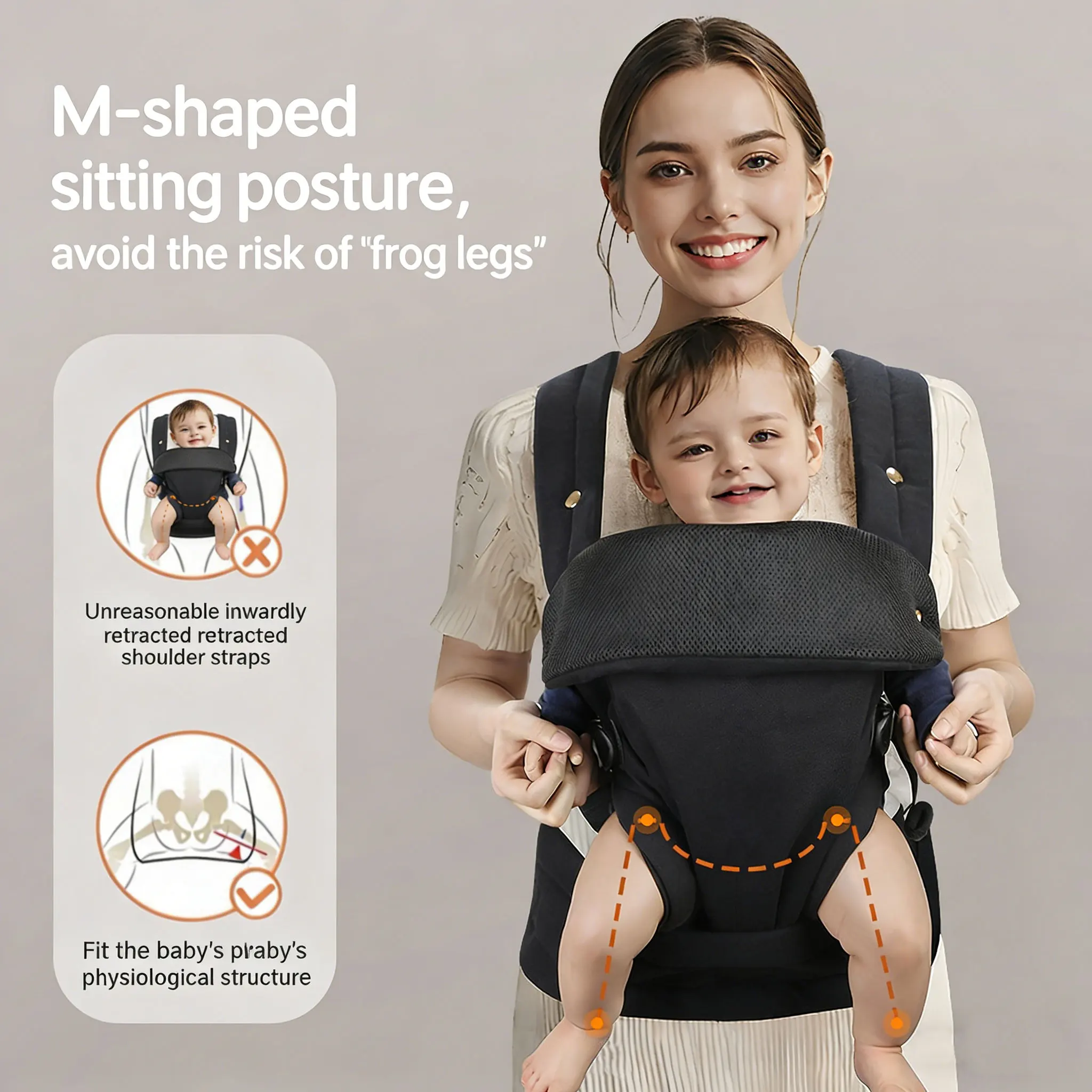 A Must-have Tool for Traveling Free Hands Shoulder Straps Newborn Babies Front Hugging Back Hugging Baby Carrying