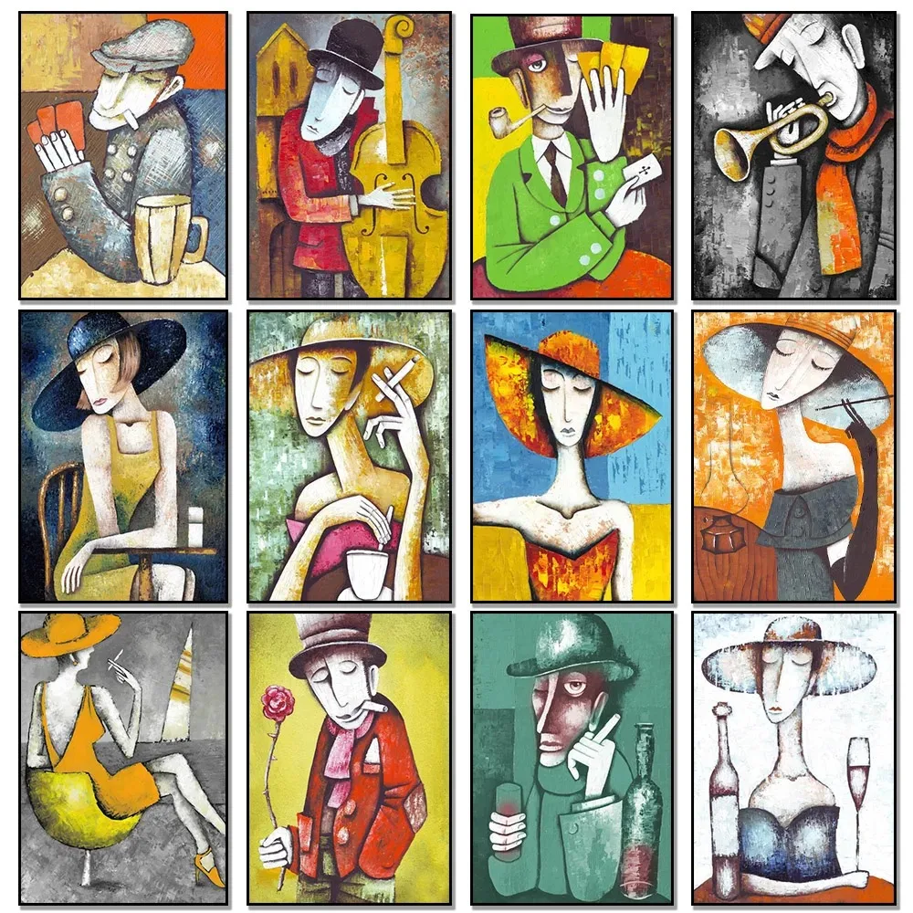 Picasso Abstract Vintage Wall Art Poster Morandi Portrait Mural Modern Home Decor Canvas Painting Print Living Room Decoration