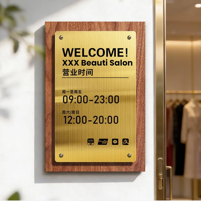 

Free Personalized Stainless Steel Name Plate Door Plates Entrance Badges Open Signs Easy-Installation