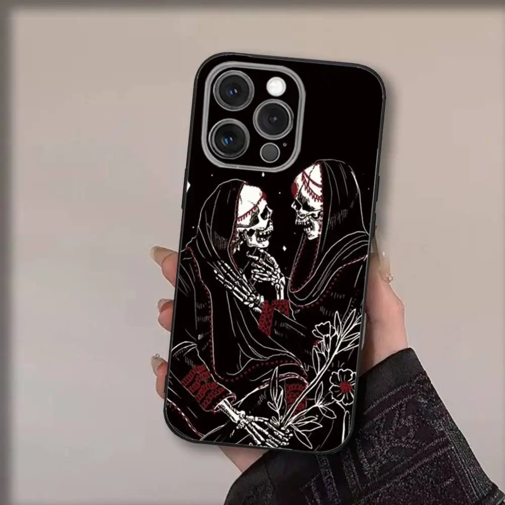 حافظة هاتف ببطاقة T-Tarot لهاتف iPhone16,15,14,13,12,11,Pro,Max,Plus,X,XS,SE4,E,Mini,Soft Black Case