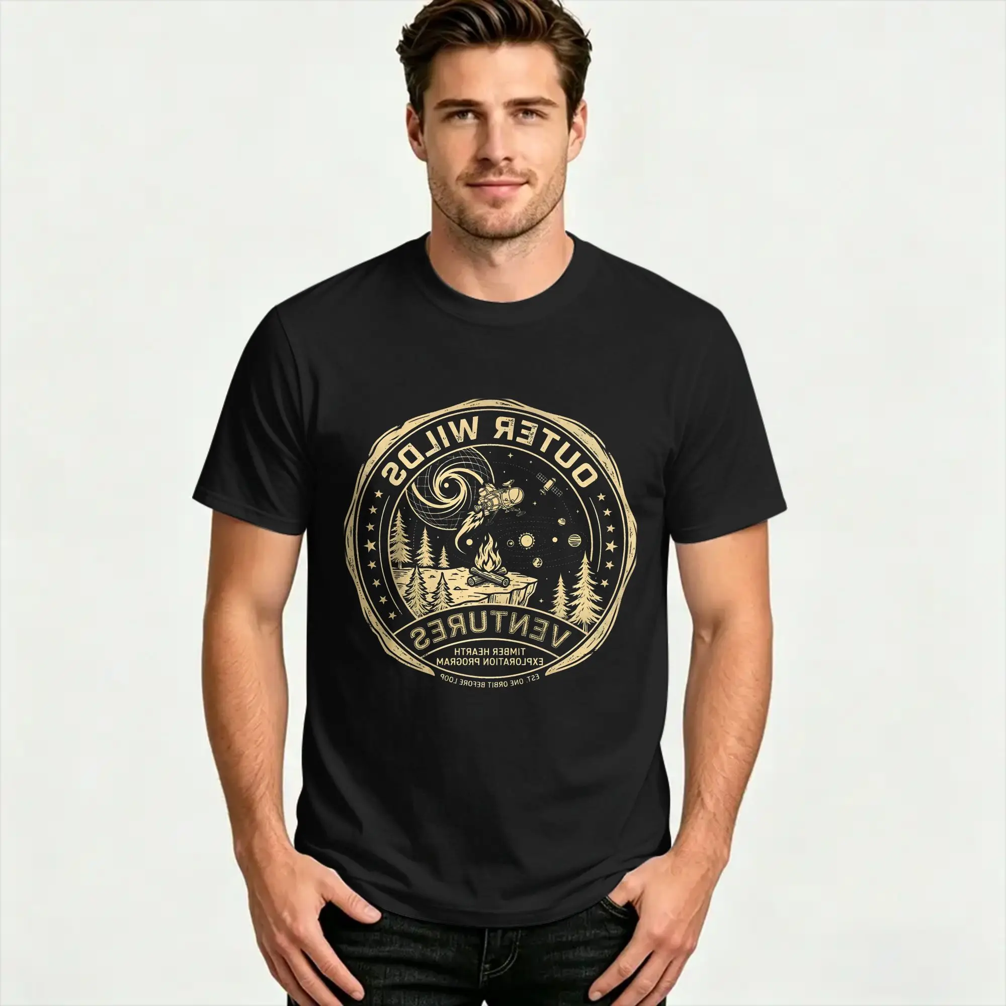 Men's Outer Wilds Hearthian Explorer T Shirts  100% Cotton Clothing Novelty Short Sleeve Crew Neck Tee Shirt 4XL 5XL 6XL T-Shirt