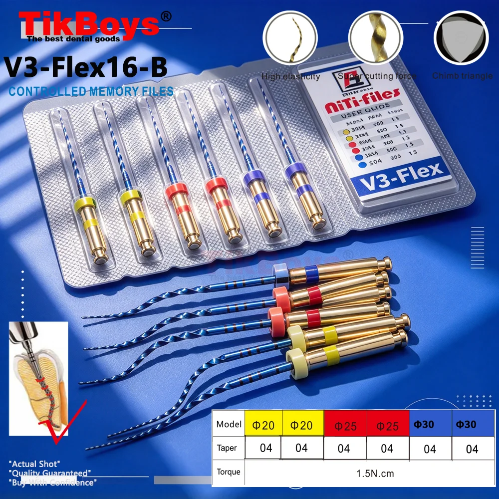 6pcs/Box Dental Heat Activated Canal Root Files 0435# 3506# 40# 25mm Dentist Tools Can Bend for Preparing Root Canal Treatment