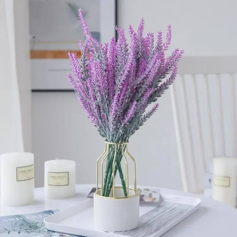 1PC 인공 식물 스크랩북 플라스틱 라벤더 꽃병 홈 장식 장식 화분 파티 웨딩 장식 꽃 Diy 선물