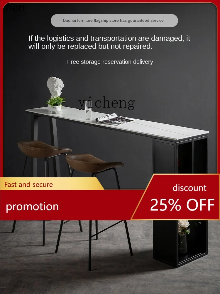 YFY Stone Plate Bar Counter Window Balcony Small Bar High Leg Table Bar Marble Table