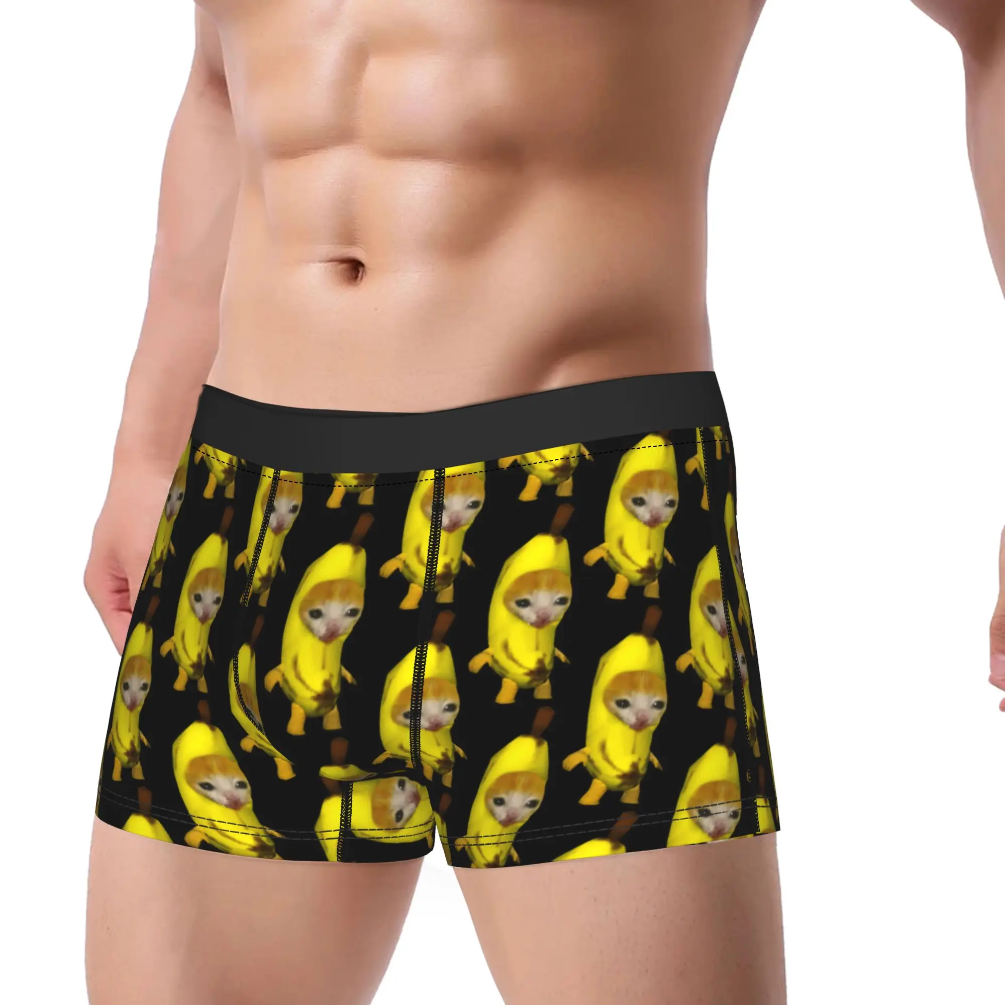 Cute Banana Cat Happy Bananacat Meme Kitty Cat Lovers Meme Underwear  Printing Boxershorts High Quality Men Underpants