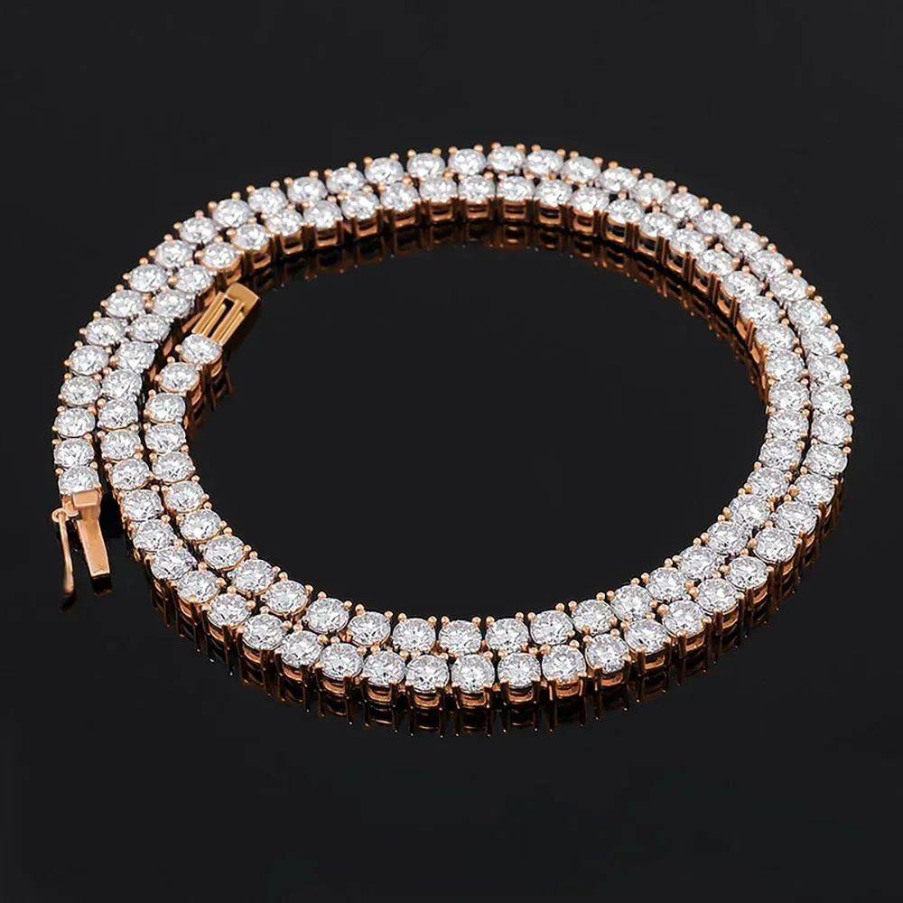 Zertifizierte Vollmoissanit-Tennis-Halsketten, Armbänder für Damen und Herren, 100 % S925-Silber, 3/4/5/6,5 mm, Labordiamant-Riviera-Halskette