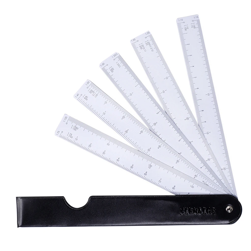 Multi Ratio Fan Shaped Scale Ruler Architecture Drawing Sketching Rulers Graphics Design Rulers Portable Measuring Tool