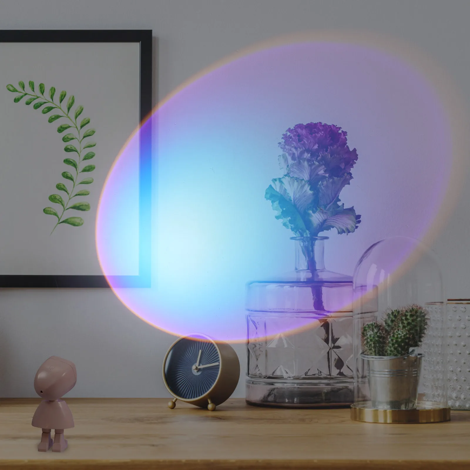 1 مجموعة 1 مجموعة غروب الشمس مصباح إسقاط روبوت على شكل ضوء الإبداعية للمنزل بار ديكور ضوء الليل التصوير الدعامة جو مصباح #1