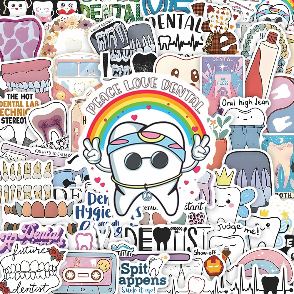 10/30/50 Stück Niedliche Zahnarzt-Zahnschutz-Aufkleber Lustige Zahnbürsten-Zahnpflege-Sticker DIY Gepäck Skateboard Laptop Cartoon-Aufkleber