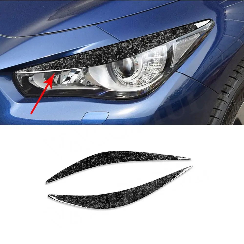 

Forged Carbon Fiber Front Lamp Eyebrow Headlight Covers for Infiniti Q50 2014-2019 Interior Car Styling