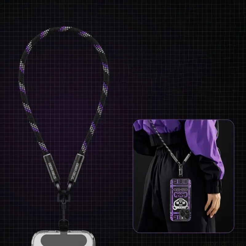 M5TD 240W Type C Lanyard Charging Cable Fast Data Sync Wearable Crossbody Phone Lanyard Straps with Patches Replacement