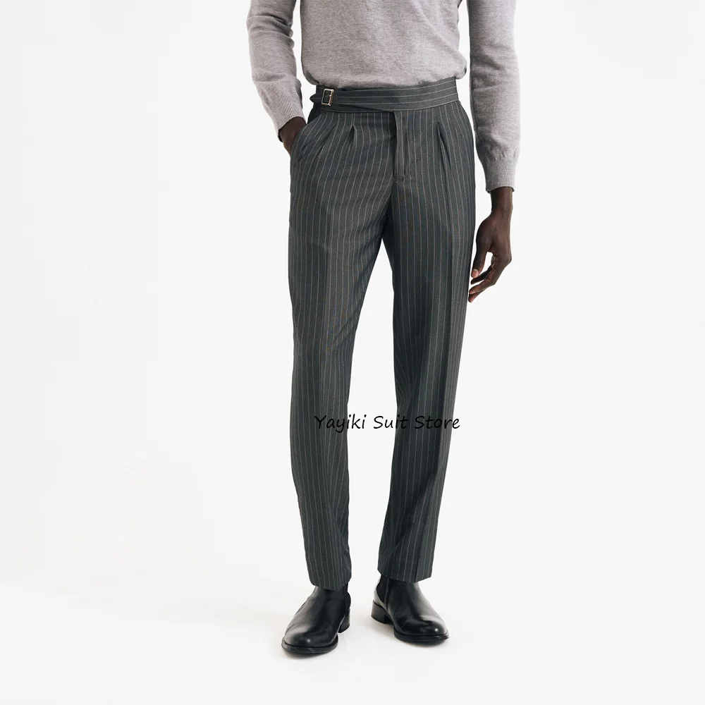 

Business Casual Trouser for Man Trousers Work Pants Classic Men's Pants Striped Fabric Straight Leg Tailoring Clothing
