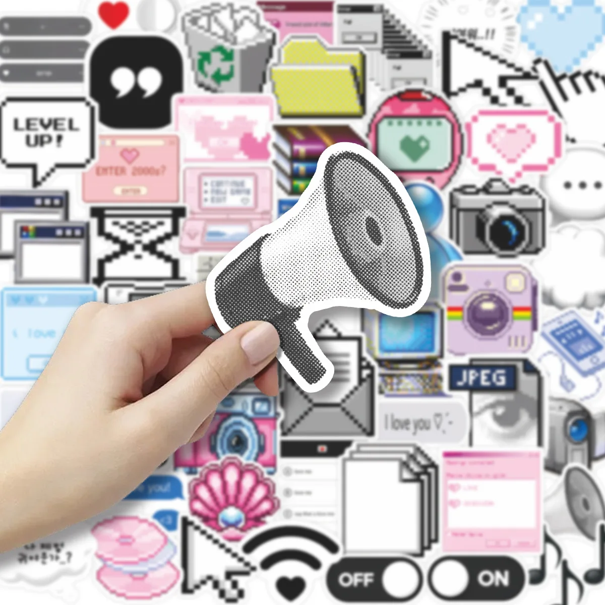 52 قطعة مضحك البرمجة الإنترنت التعبيرات ملصقات بكسل الشارات للهاتف المحمول حقيبة دفتر سكيت ملصقات مقاومة للماء #2