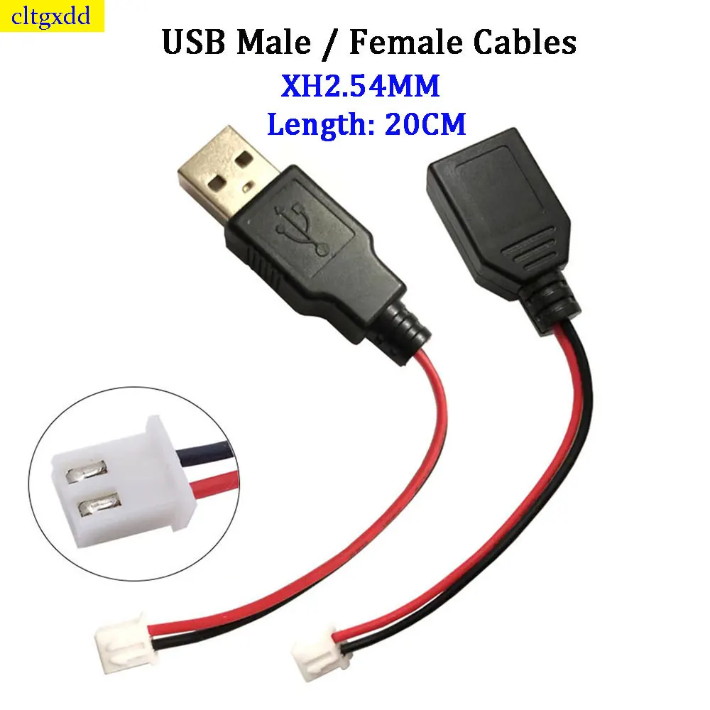 

Cltgxdd 1 piece USB socket male and female to XH2.54-2P terminal wire, 2-core power cord, USB terminal adapter 20CM power cord