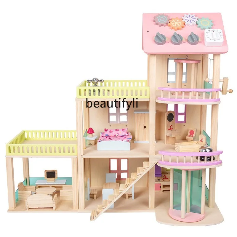 Grande villa de style européen pour enfants, maison de poupée, jouet de lit, petite classe, jeu de filles