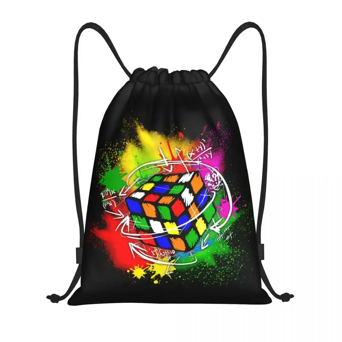 Vintage Rubix Rubiks Cube Math Lover Drawstring Backpack Sports Gym Bag for Women Men Training Sackpack