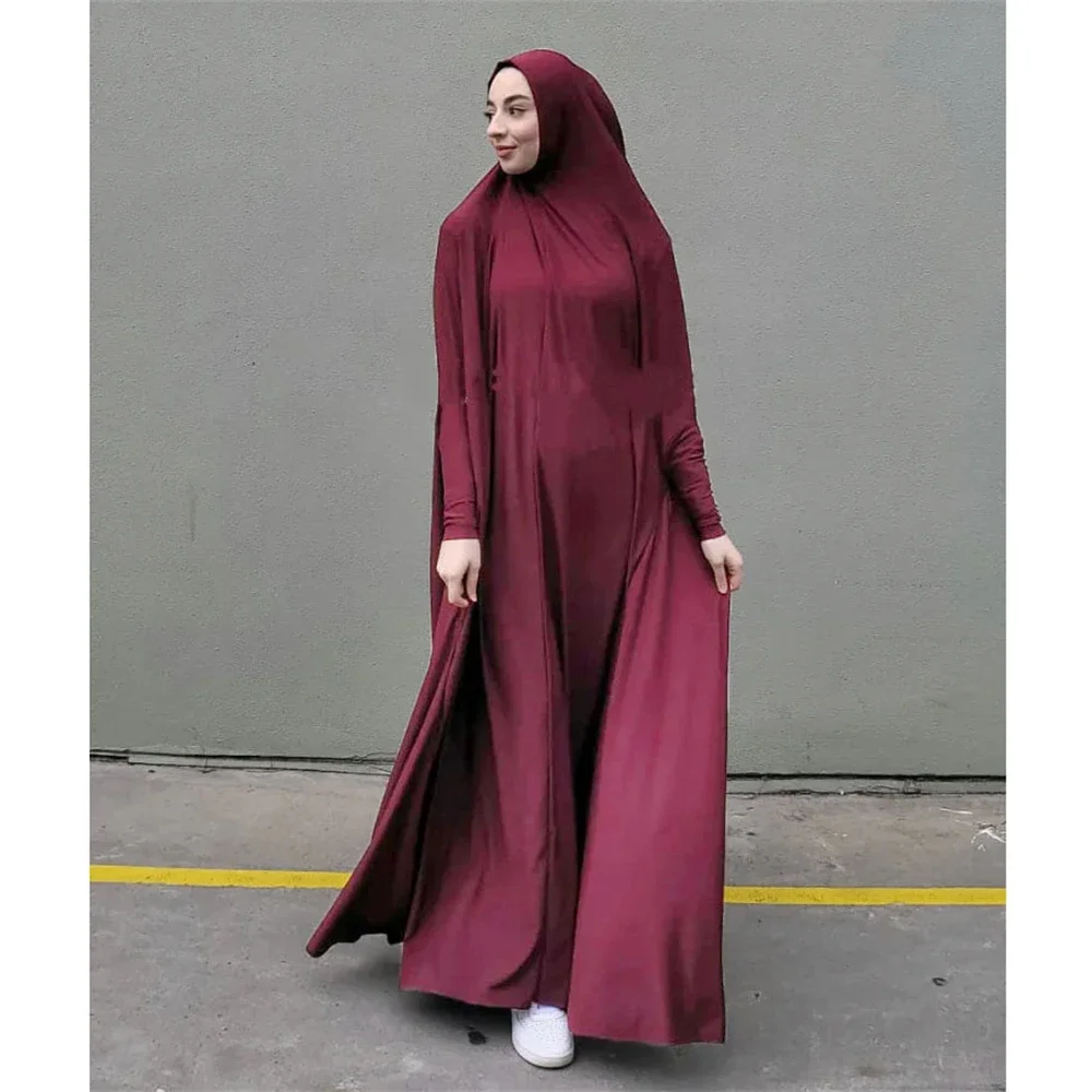 Prayer Garment Muslim Women Khimar Long Maxi Dress Turkey Arabic Burqa Dubai Kaftan Abaya Eid Ramadan Kaftan Islam Robe Clothing