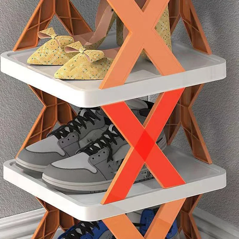 2/6/7/8/9 Layer Stackable Shoe Rack Plastic Multi-layer Shoe Organizer Removable Space Saving Shoes Shelf Door Shoes Cabinets