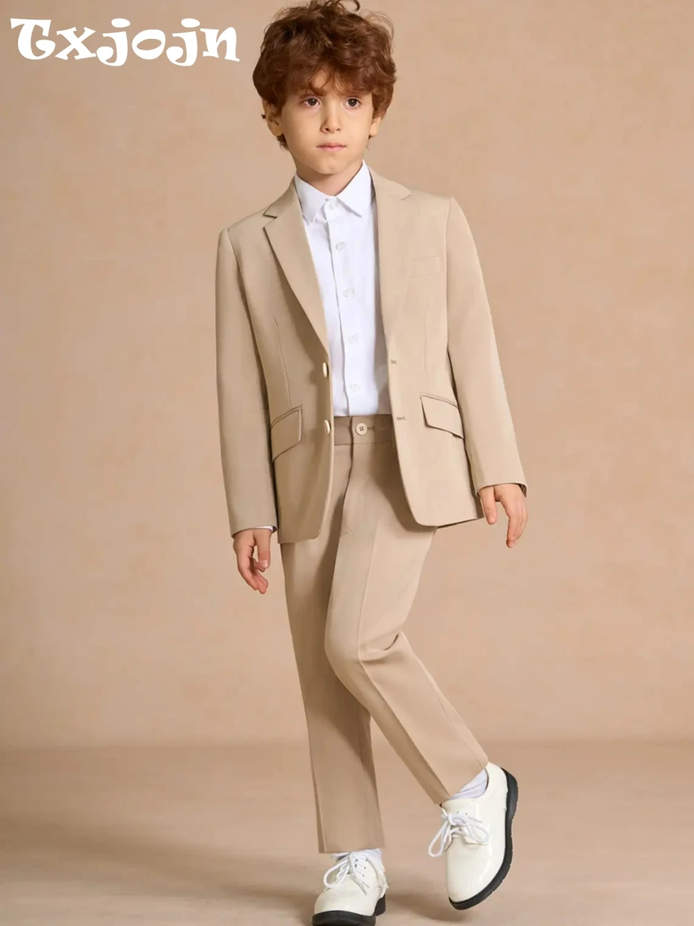 

Boys Notched Lapel Suit Set 2 Pieces School Performance Wear Autumn Long Sleeved Kids Suits Wedding Birthday Party Outfit 2-20T
