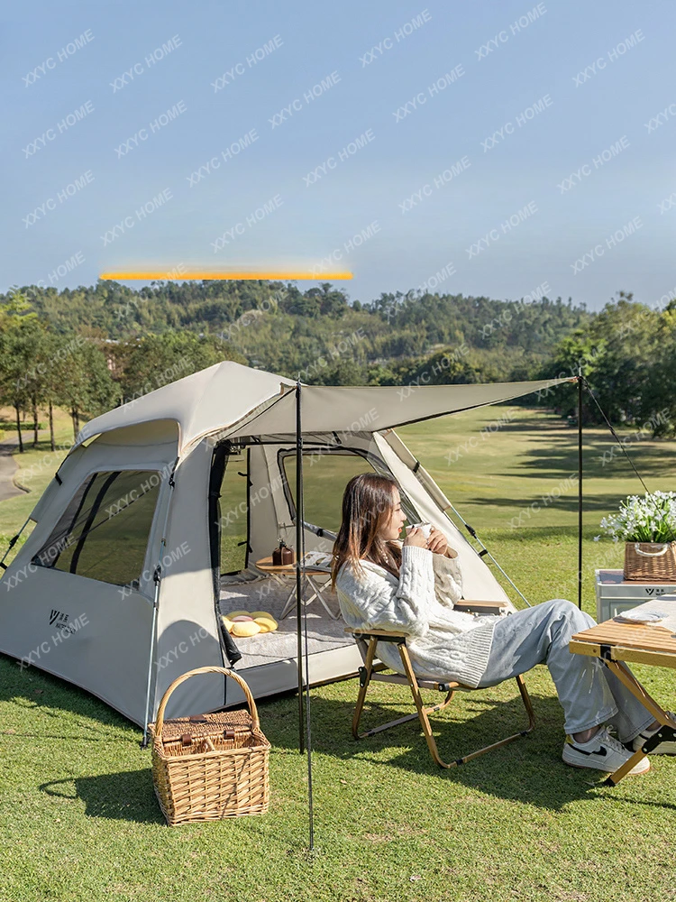 

Outdoor Picnic Tent Portable Foldable Thickened Automatic Four-Side Tent Rainproof and Sun Protection Camping Equipment