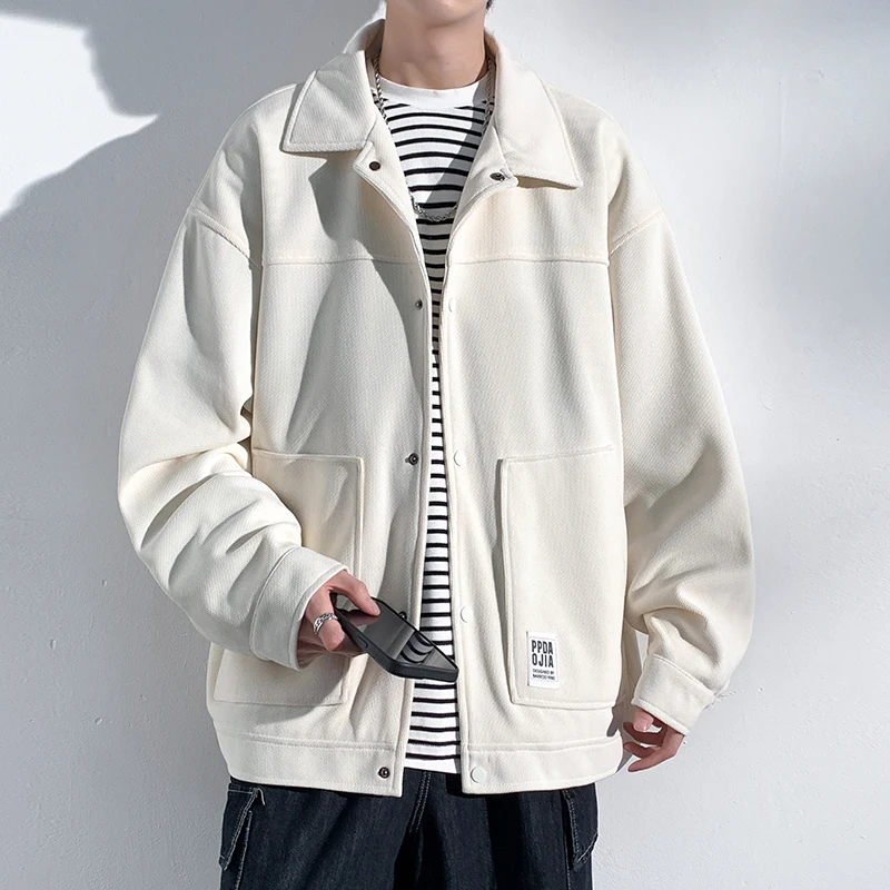 

Мужская повседневная куртка на весну-осень, новая модель, плотная, свободного кроя, с отложным воротником, в американском стиле, модный бренд, ретро-верхняя одежда