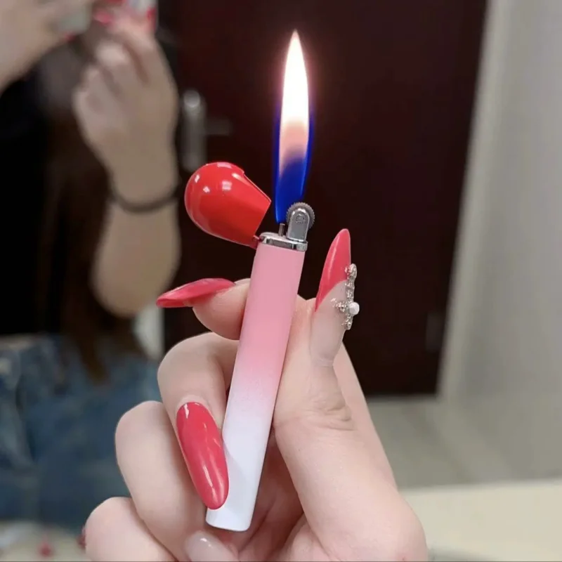 New Mini Cute Matchstick Lighter Metal Grinding Wheel Inflatable Personalized Portable Lighter Smoking Accessories Smoking Gifts