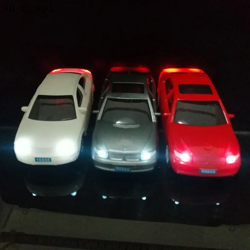 Mobil Model plastik HMA76-1:75/100/150/200 dengan lampu Led Aksesori dekorasi Gedung adegan mikro