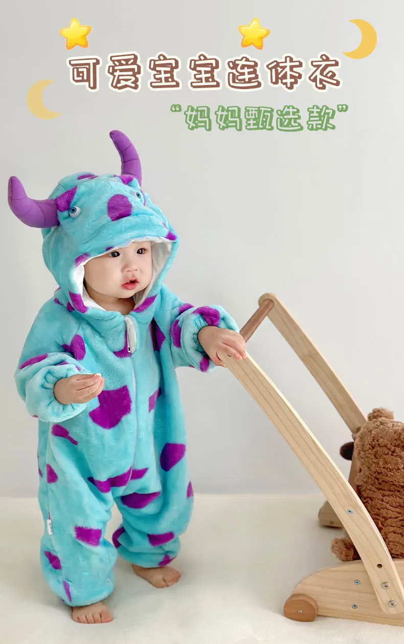 Neuer Frühlings- und Herbst-Flanell-Strampler für Neugeborene, Baby-Langarm-Warm-Pyjama, weicher Kinder- und Kleinkind-Strampler, lässige Loungewear für Kinder und Kleinkinder – Detail 2