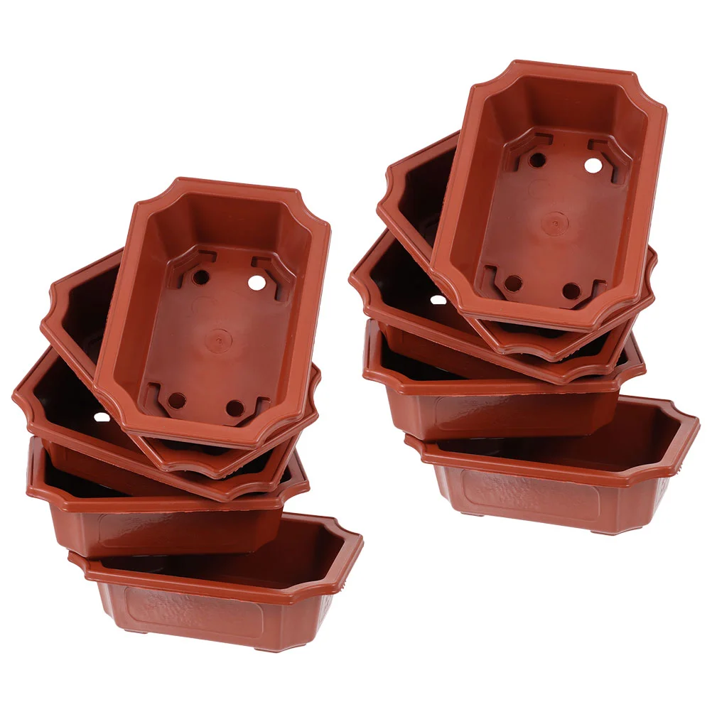 

10 Pcs Flowerpot Bonsai Tree Indoor Plant Gardening Accessory Rectangular Vegetable Plastic Practical Home