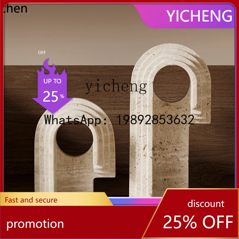 

YFY yellow travertine soft decoration model room living room marble desktop ornament