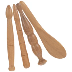 Bâtons de bois anti-cellulite pour massage des pieds, barre de grattage, points d'acupuncture, 4 pièces