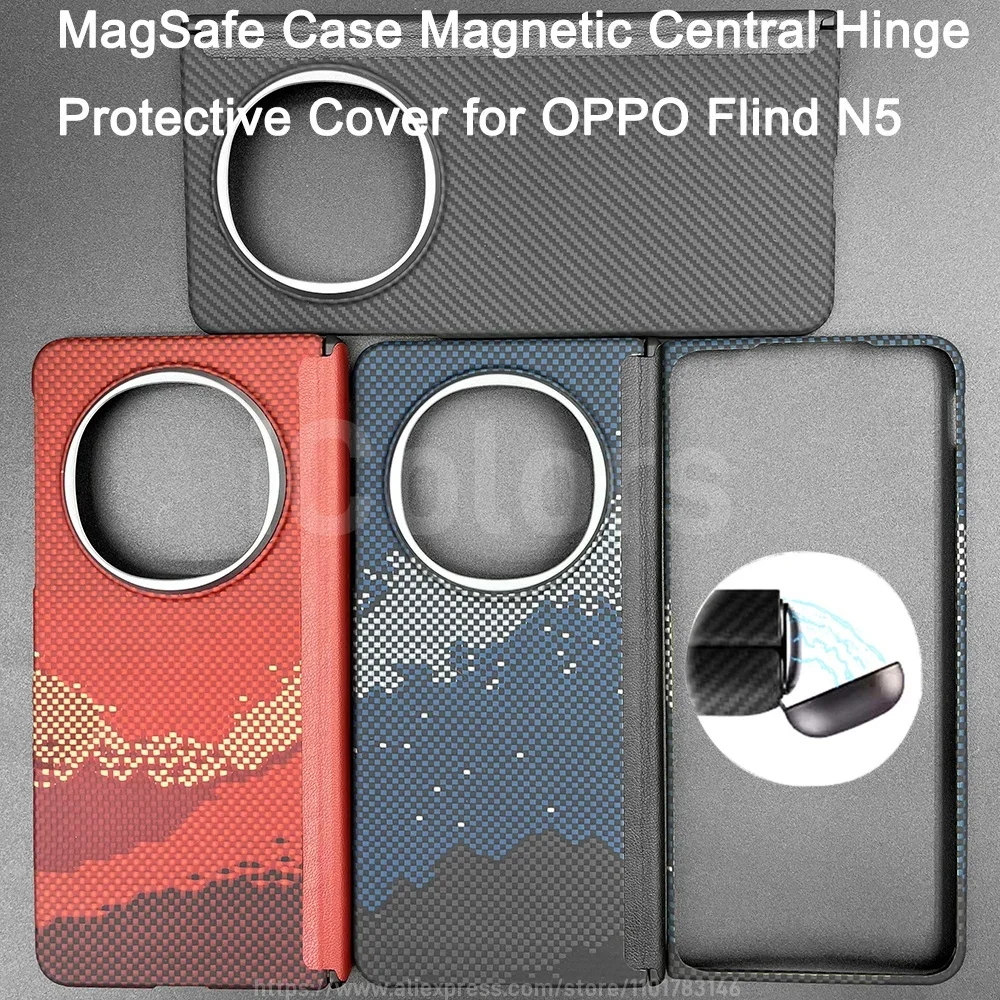 

OPPO Find N5 Magnetic Case MagSafe Case Carbon Fabric Fiber Aramid Cover Ultra-thin Protective Cover Supports Wireless Charging