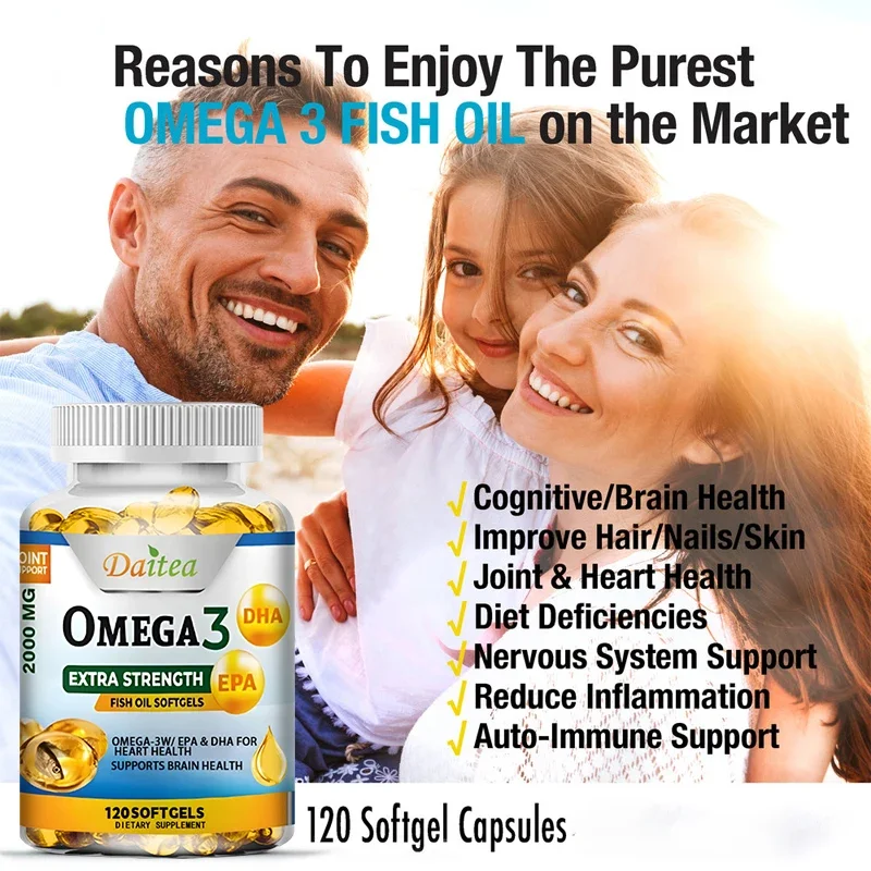 Fish Oil Omega 3 Supplement, Fatty Acid Softgels, Joint, Brain and Heart Health Supplement