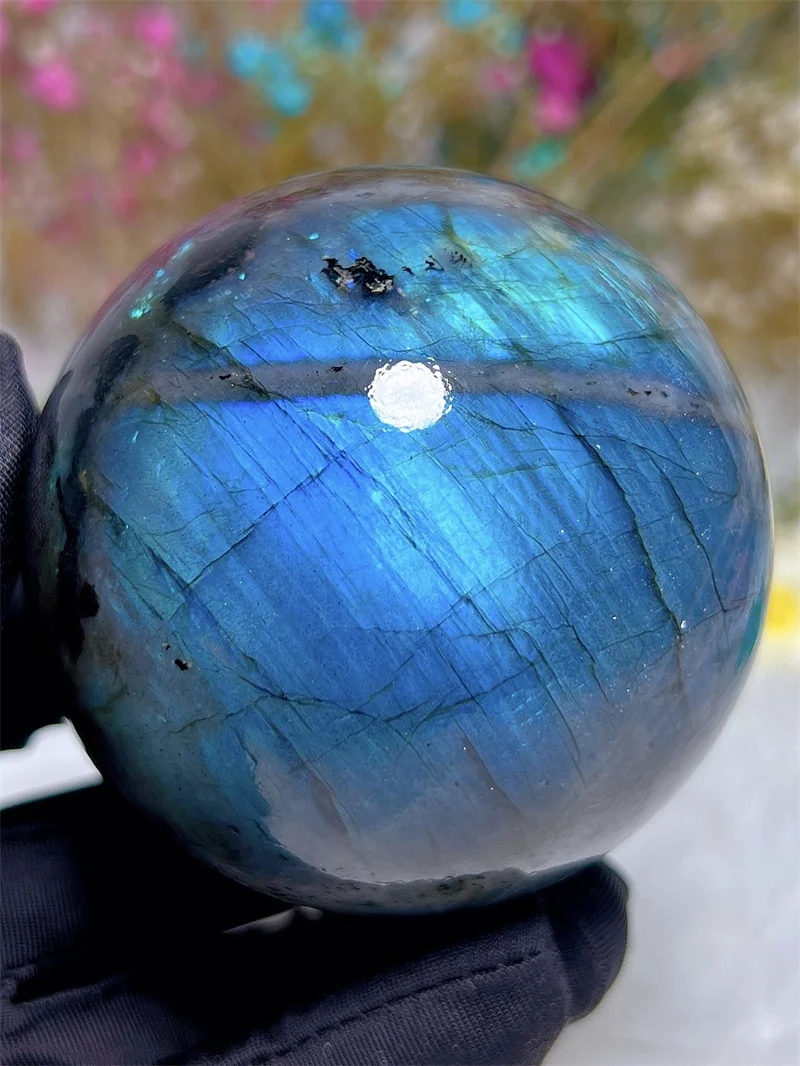 

Natura Crystal Stone Blue Light Labradorite SPhere Free Form Carving Reiki Healing Stone Home Decoration Exquisite Gift