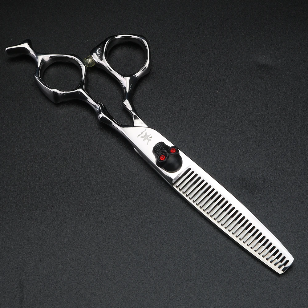XUANFEN Skull Unique Handle Hair Scissors 6-inch Japanese 440C Steel Cutting Scissors and thinning Scissors