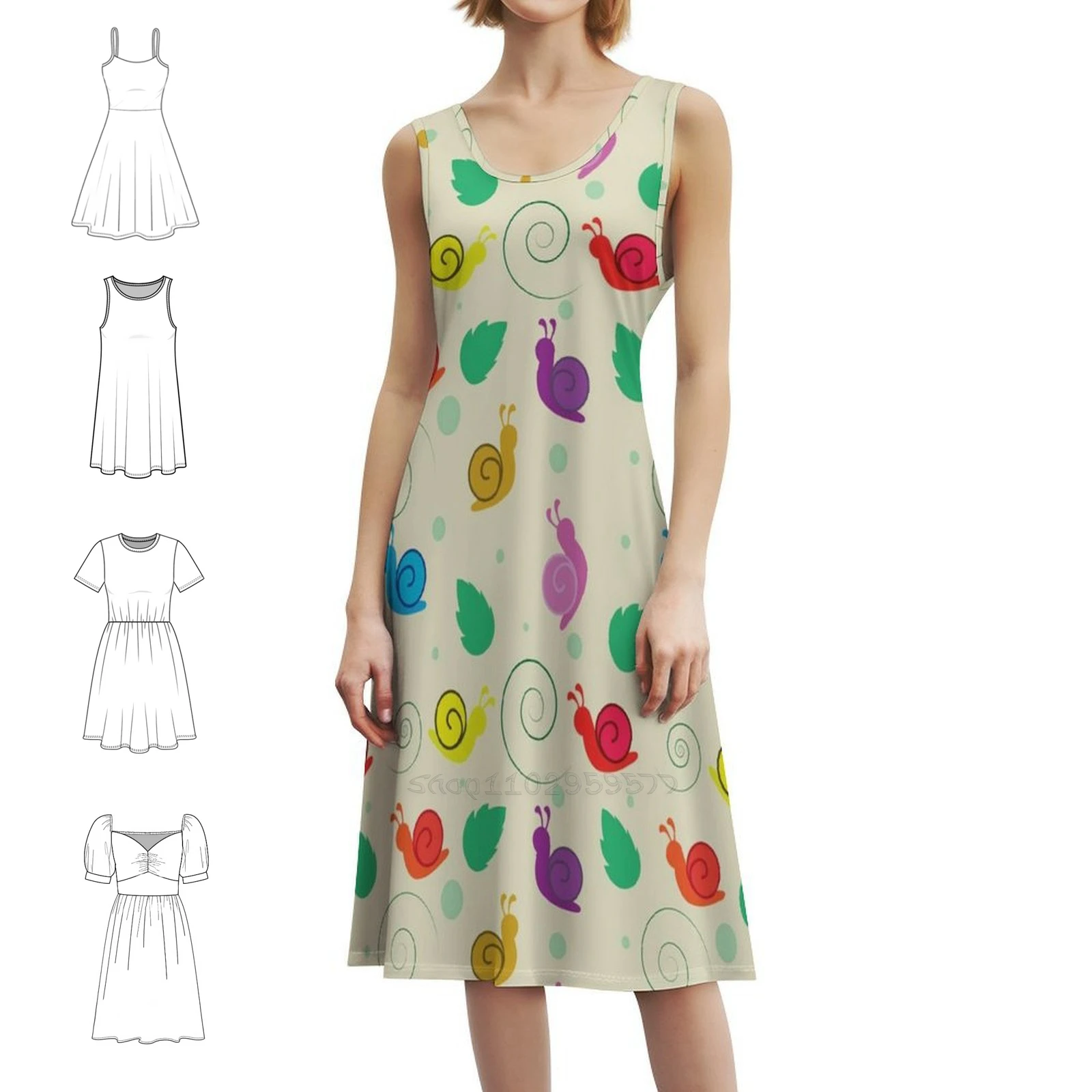 

Платье-комбинезон с цветочным узором в виде улиток для женщин, весенне-летнее повседневное платье для вечеринки, детская женская одежда с узором улиток