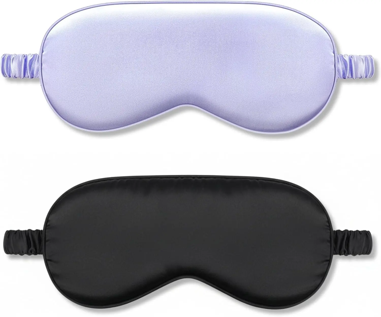 

2 Pack Silk Sleep Mask for Women Men, Adjustable Eye Mask for Sleeping, Soft Breathable Blackout Blindfold for Travel Nap, Black+Purple