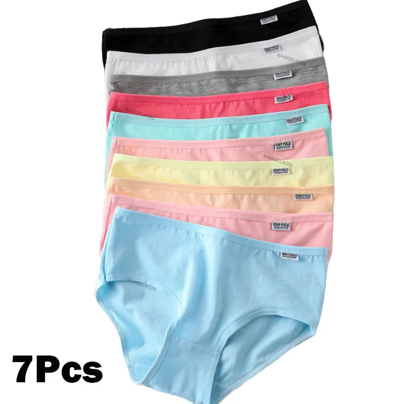 جديد 7 قطعة/الوحدة المرأة سراويل ملابس داخلية قطنية ملخصات الفتيات تنفس لينة مثير الملابس الداخلية الإناث لطيف بلون الوردي السروال